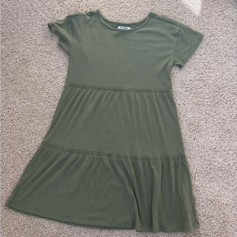 Old Navy Olive Green Dress and Mustard Yellow Kids Dress Size 14-16